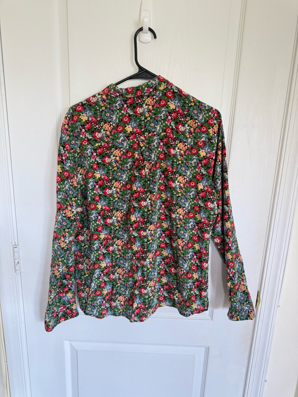 Sezane Green Floral Button-Up Blouse with Pink and Yellow Accents - Picture 7 of 7